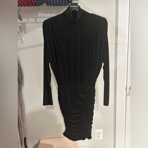 Jlux label black shoulder pad dress. Worn once, no odor or stains.